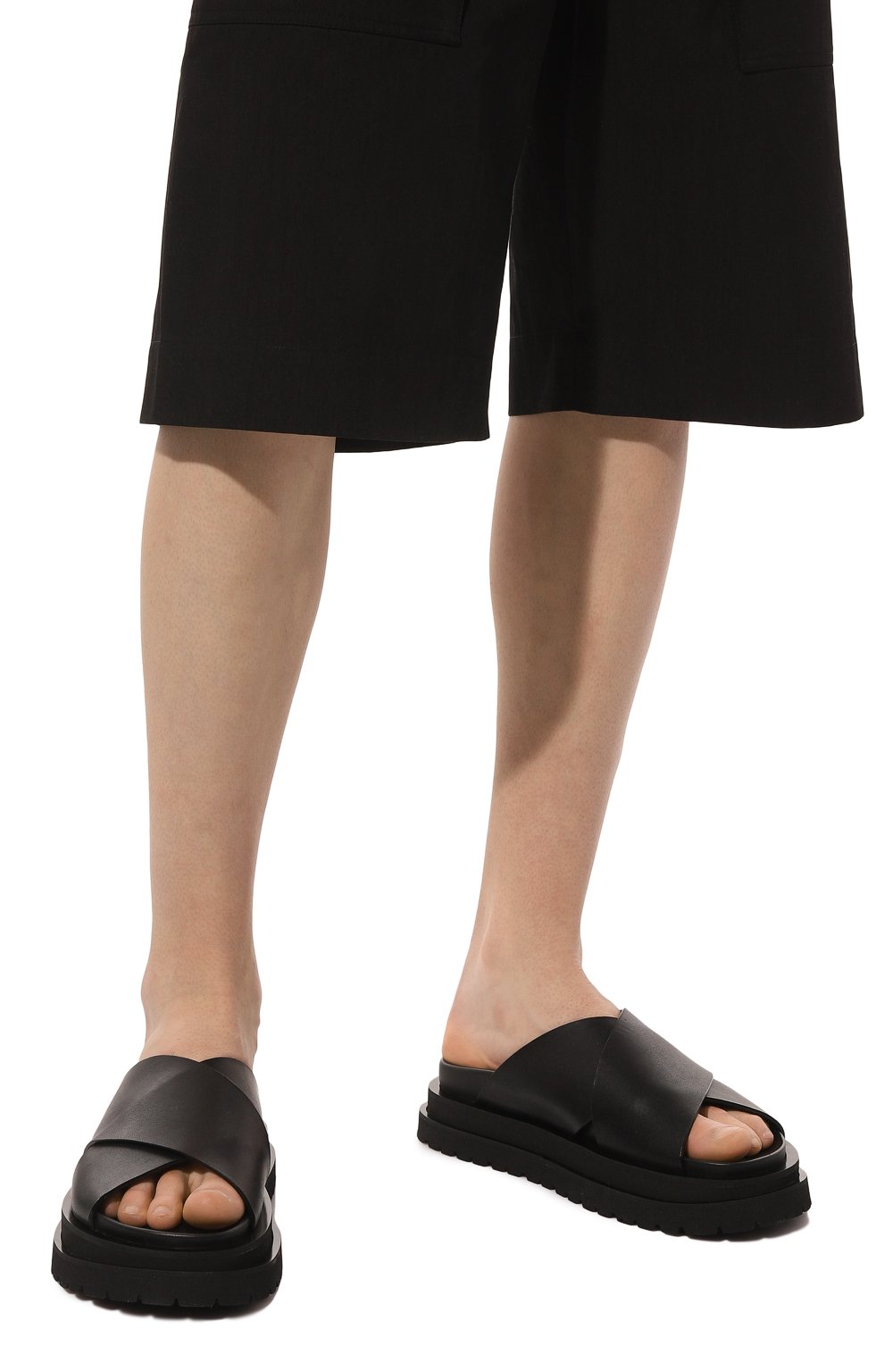 Мужские кожаные шлепанцы MATTIA CAPEZZANI черного цвета, арт. M2272/T0SC LISC | Фото 3 (Материал внутренний: Натуральная кожа)