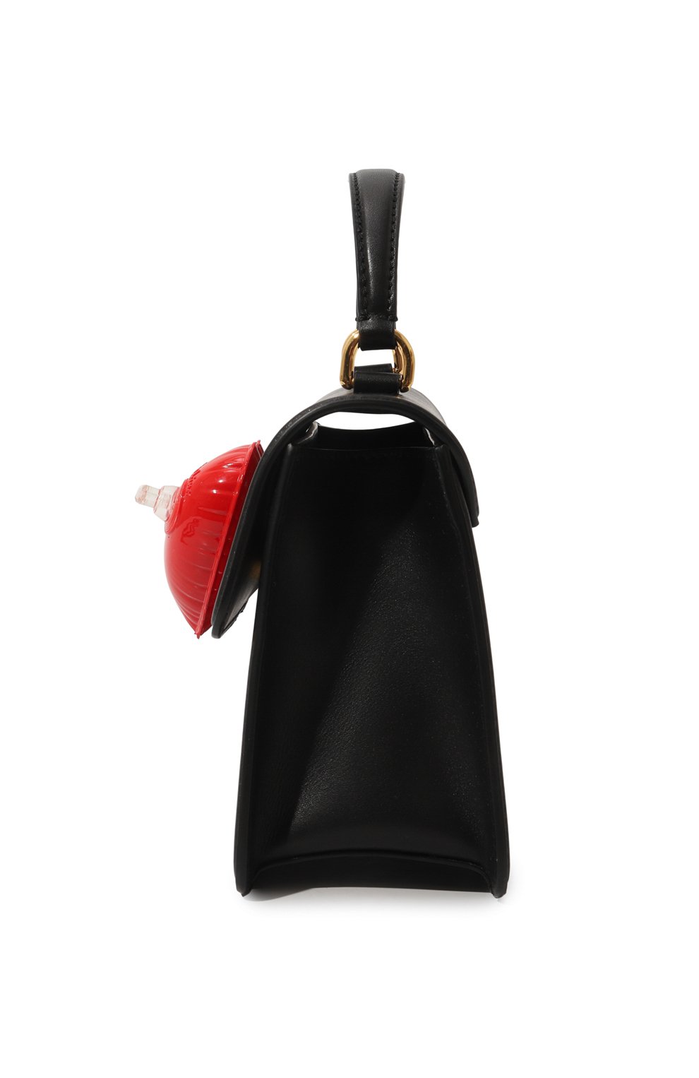 Женская сумка MOSCHINO черного цвета, арт. 2312 A7417/8008 | Фото 3 (Сумки-технические: Сумки top-handle; Материал: Натуральная кожа; Материал сплава: Проставлено; Размер: mini; Ремень/цепочка: На ремешке; Драгоценные камни: Проставлено)