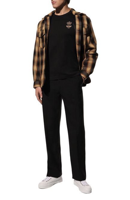 Мужская хлопковая футболка DOLCE & GABBANA черного цвета, арт. G8PV1Z/G7WUQ | Фото 2 (Принт: Без принта; Материал внешний: Хлопок; Длина (для топов): Стандартные; Стили: Кэжуэл; Рукава: Короткие)