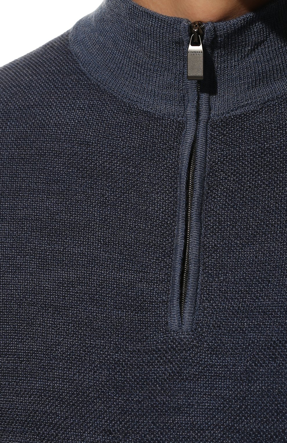 Мужской шерстяной джемпер CANALI синего цвета, арт. C0015/MK01667 | Фото 5 (Мужское Кросс-КТ: Джемперы; Материал внешний: Шерсть; Рукава: Длинные; Принт: Без принта; Региональные ограничения белый список (Axapta Mercury): Не проставлено; Длина (для топов): Стандартные; Материал сплава: Проставлено; Нос: Не проставлено; Драгоценные камни: Проставлено; Вырез: Круглый; Размерность: Маломерит; Стили: Кэжуэл)
