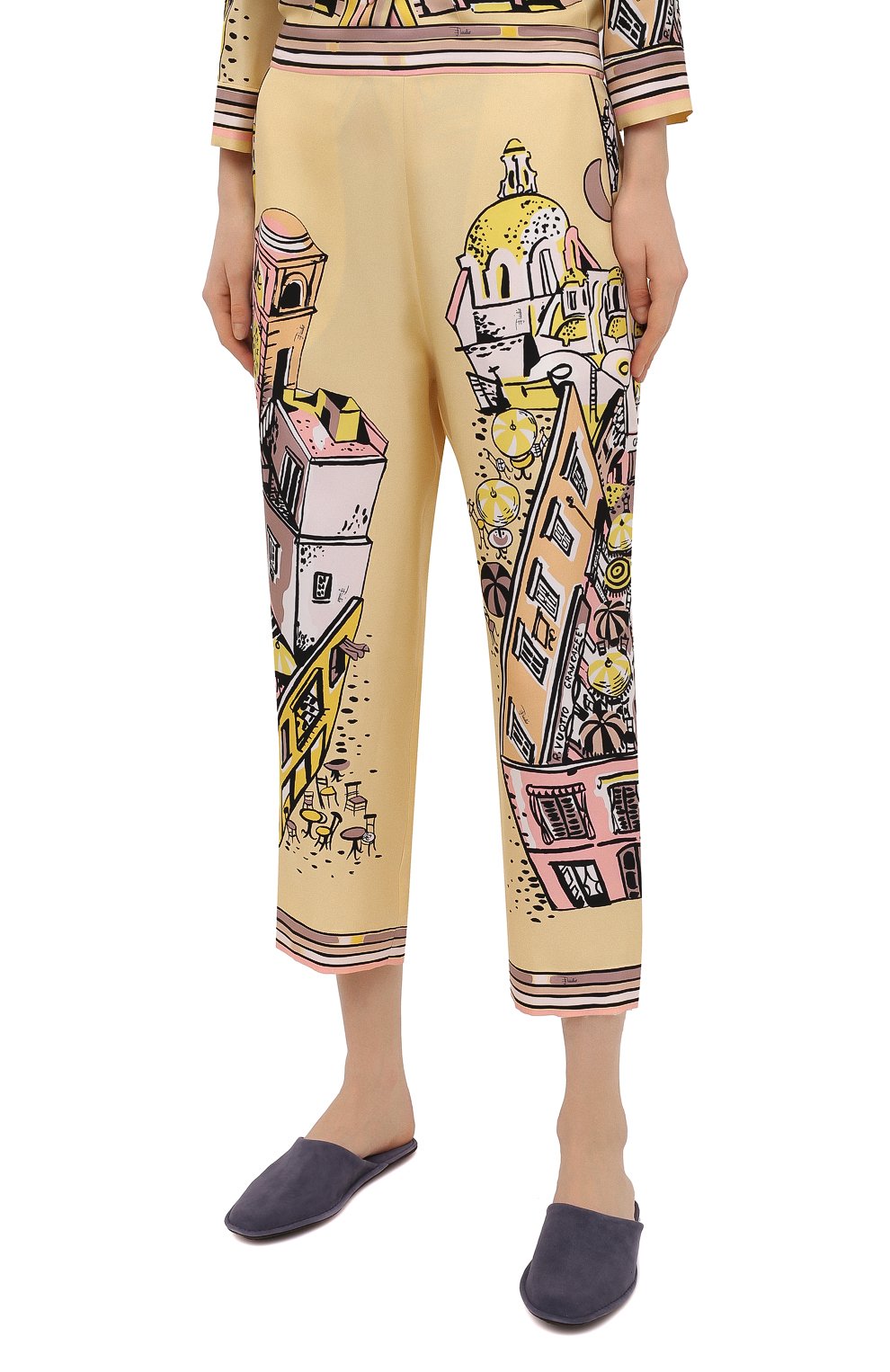 Женские шелковые брюки EMILIO PUCCI желтого цвета, арт. 1HRT20/1H721 | Фото 3 (Материал внешний: Шелк; Женское Кросс-КТ: Брюки-белье)