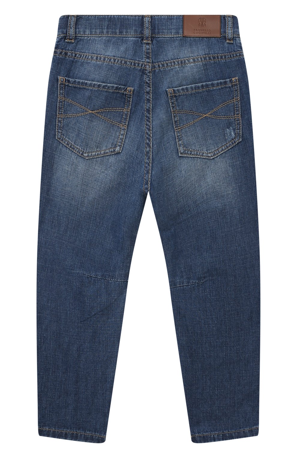 Детские джинсы BRUNELLO CUCINELLI синего цвета, арт. BE645D304B | Фото 2 (Материал сплава: Проставлено; Нос: Не проставлено; Материал внешний: Хлопок)