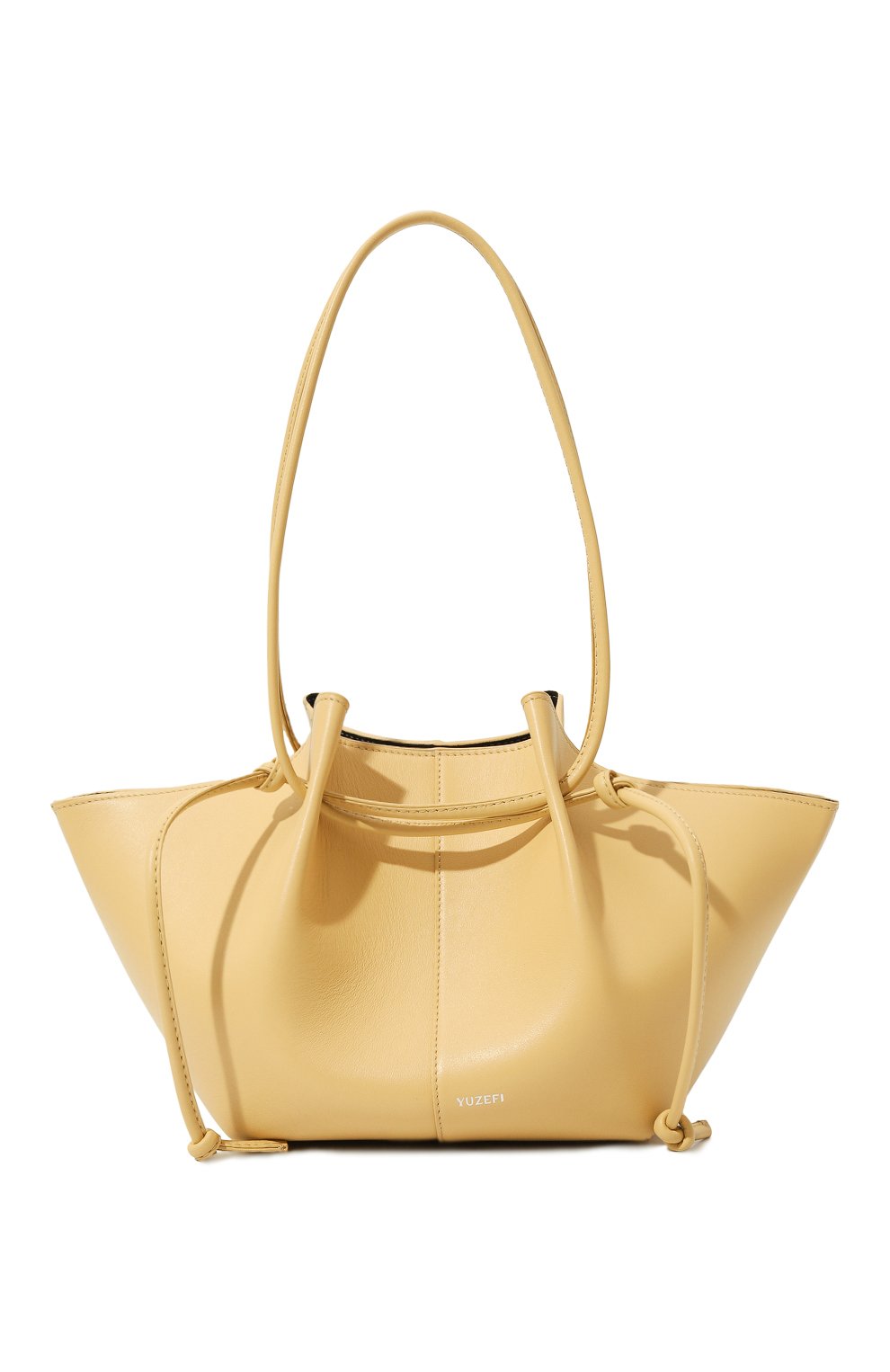 Женская сумка mochi YUZEFI желтого цвета, арт. YUZSS23-HB-M0-L001 | Фото 6 (Сумки-технические: Сумки top-handle; Материал: Натуральная кожа; Материал сплава: Проставлено; Драгоценные камни: Проставлено; Размер: small)