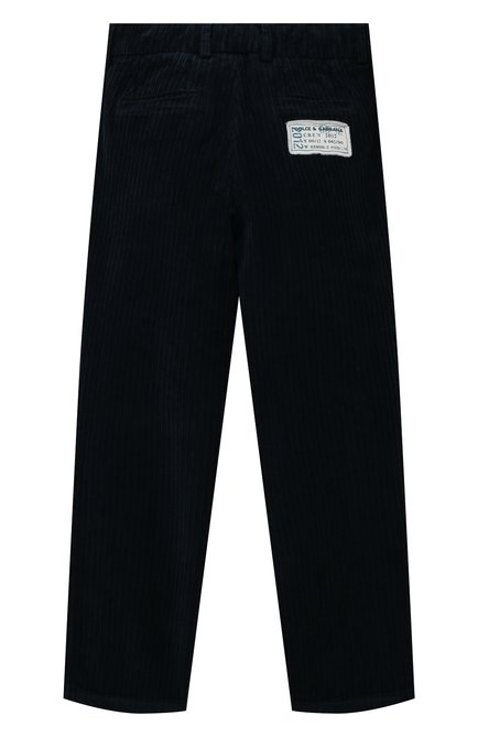 Детские хлопковые брюки DOLCE & GABBANA темно-синего цвета, арт. L43P90/LY062/2-6 | Фото 2 (Материал внешний: Хлопок; Стили: Классический)