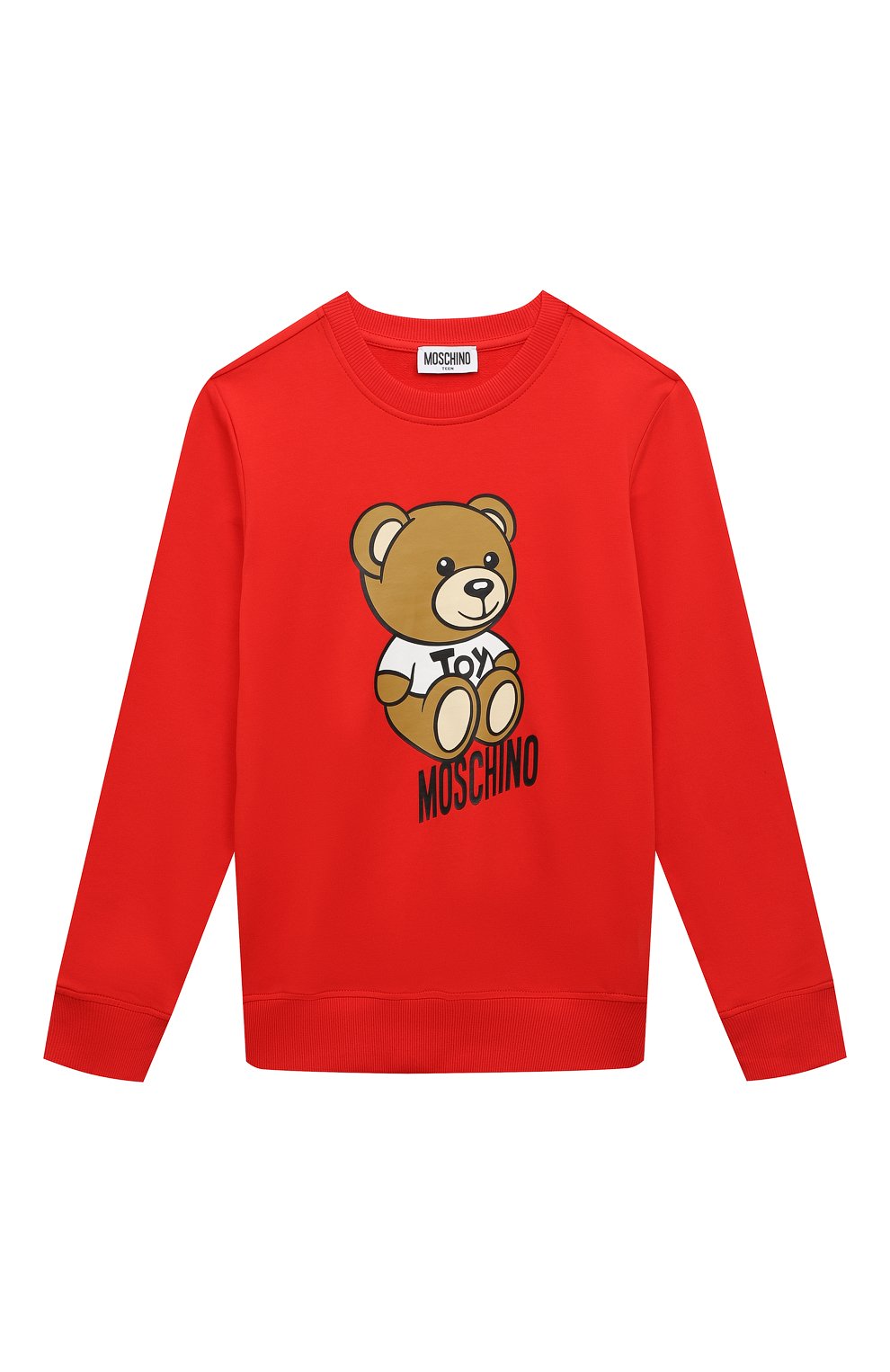 Детский хлопковый свитшот MOSCHINO красного цвета, арт. HRF05R/LDA00/4-8 | Фото 1 (Рукава: Длинные; Материал внешний: Хлопок; Девочки Кросс-КТ: Свитшот-одежда)