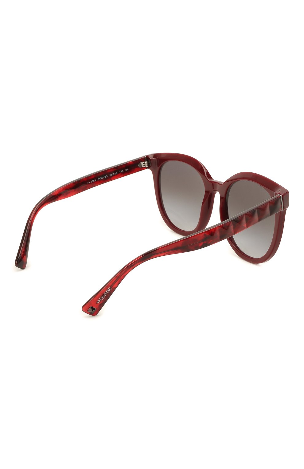 Женские солнцезащитные очки VALENTINO бордового цвета, арт. 4083-51398G | Фото 4 (Материал: Пластик; Тип очков: С/з; Очки форма: Круглые)