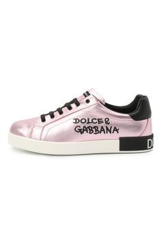 Детские кожаные кеды DOLCE & GABBANA розового цвета, арт. D10806/AN442/29-36 | Фото 2 (Материал внешний: Кожа; Девочки Кросс-КТ: Обувь-низкие; Материал внутренний: Натуральная кожа; Региональные ограничения белый список (Axapta Mercury): RU; Материал сплава: Проставлено; Нос: Не проставлено; Длина стельки: 18,1, 18,7, 19,4, 20,1, 20,7, 21,4, 22,1, 22,7)