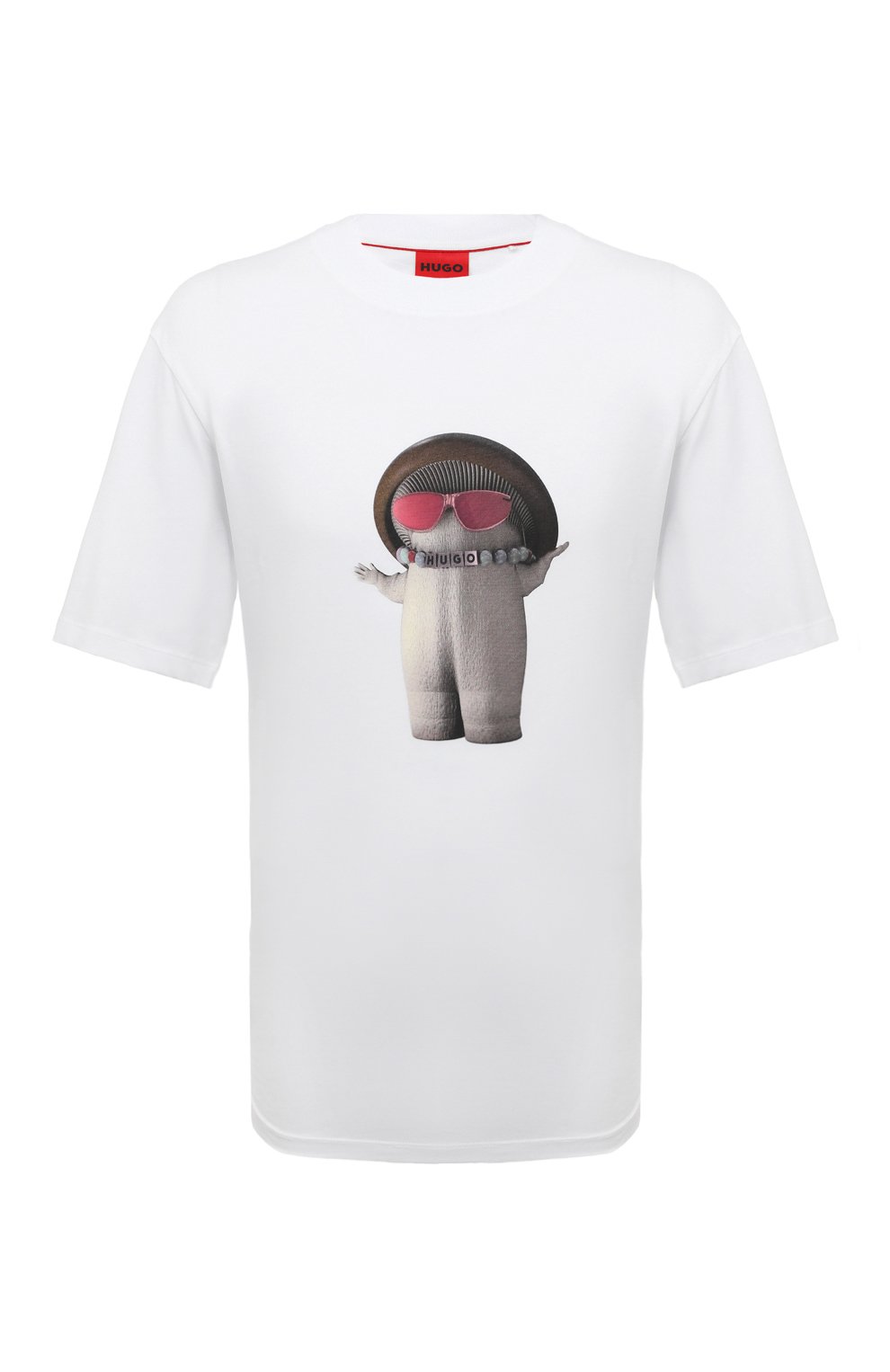Хлопковая футболка HUGO 50495167, цвет белый, размер 46