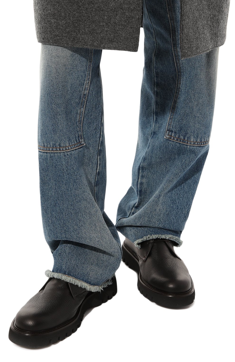 Мужские кожаные ботинки BARRETT темно-коричневого цвета, арт. BASTIA-024.6/CERV0 ASP0RTABILE | Фото 3 (Материал утеплителя: Натуральный мех; Мужское Кросс-КТ: Дезерты-обувь; Материал сплава: Проставлено; Подошва: Плоская; Драгоценные камни: Проставлено)