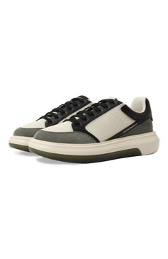 Мужские комбинированные кеды EMPORIO ARMANI хаки цвета, арт. X4X633/XN885 | Фото 1 (Материал внешний: Текстиль; Материал сплава: Проставлено; Стили: Классический; Материал утеплителя: Без утеплителя; Материал внутренний: Текстиль; Подошва: Массивная; Драгоценные камни: Проставлено)
