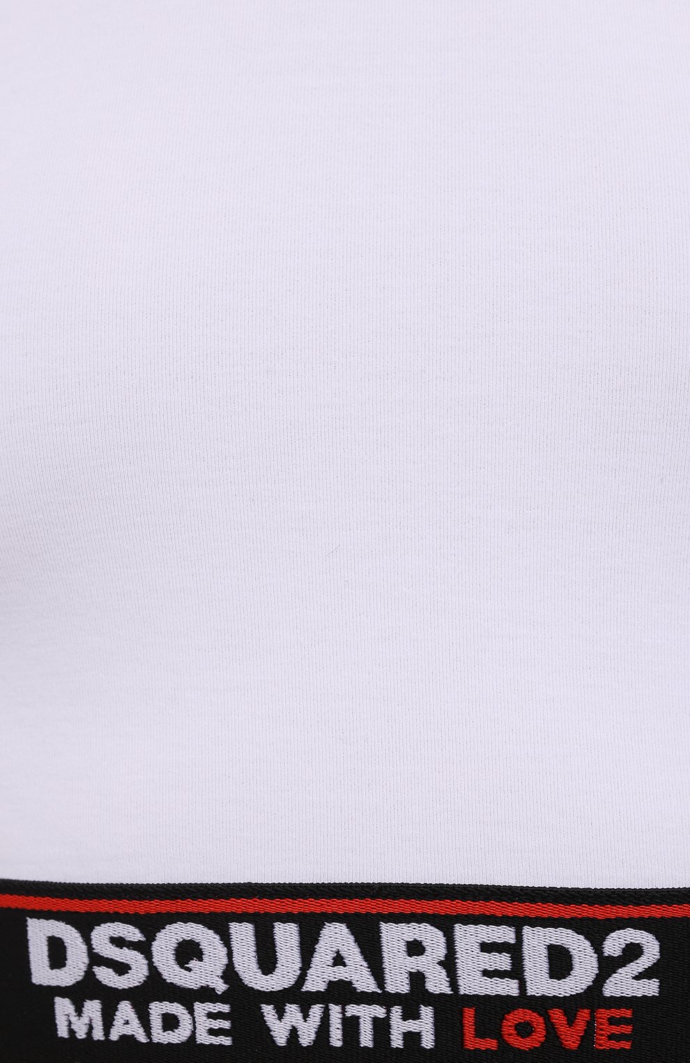 Женский хл�опковый топ DSQUARED2 белого цвета, арт. D8M263470 | Фото 5 (Рукава: Короткие; Принт: С принтом; Региональные ограничения белый список (Axapta Mercury): RU; Материал внешний: Хлопок; Стили: Спорт-шик; Длина (для топов): Укороченные; Кросс-КТ: с рукавом)