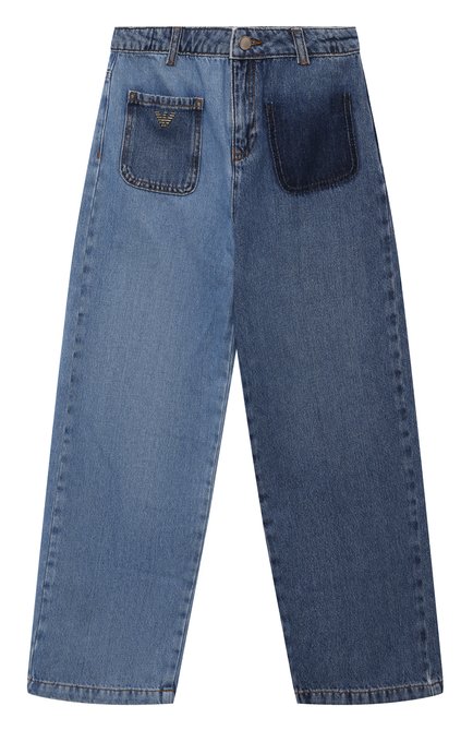 Детские джинсы EMPORIO ARMANI синего цвета, арт. 6R3J97/3D1WZ | Фото 1 (Материал сплава: Проставлено; Материал внешний: Хлопок; Нос: Не проставлено)