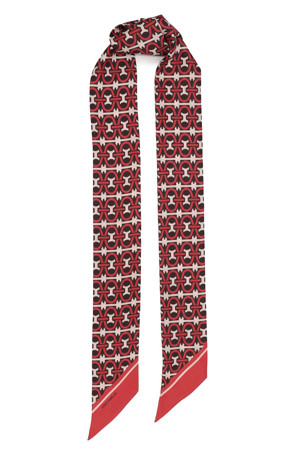 Женский шелковый шарф-твилли COCCINELLE кораллового цв�ета, арт. E7 MYZ 46 03 01 | Фото 1 (Материал: Текстиль, Шелк; Материал сплава: Проставлено; Нос: Не проставлено)