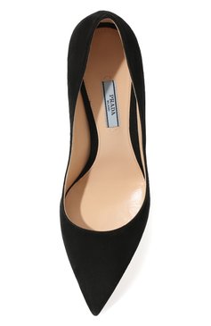 Женские замшевые туфли PRADA черного цвета, арт. 1I834I-008-F0002-085 | Фото 6 (Каблук высота: Высокий, Средний; Каблук тип: Шпилька; Подошва: Плоская; Материал внешний: Замша)