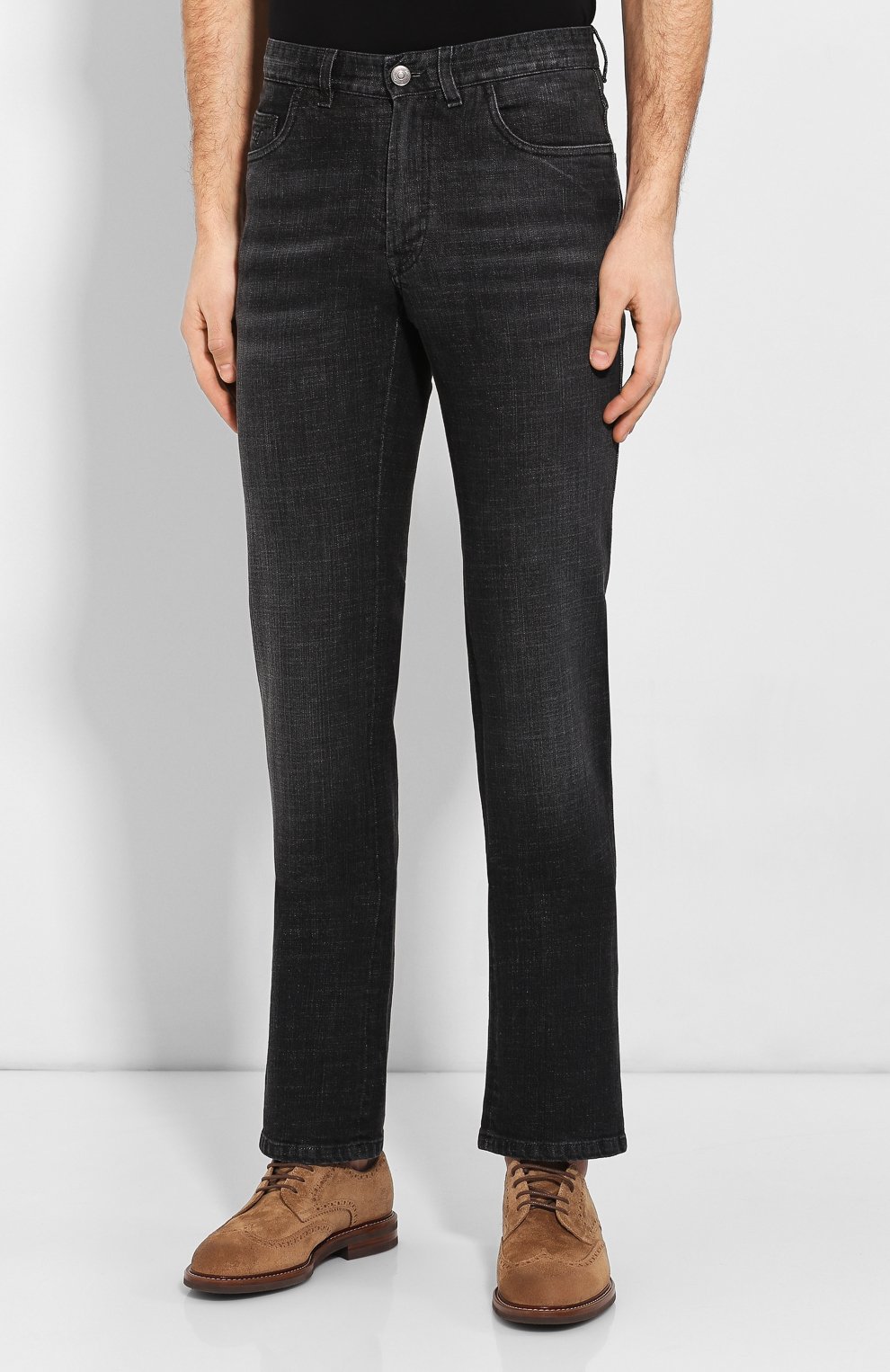 Мужские джинсы BRIONI черного цвета, арт. SPNJ0L/P9D12/STELVI0 | Фото 3 (Силуэт М (брюки): Прямые; Кросс-КТ: Деним; Длина (брюки, джинсы): Стандартные; Региональные ограничения белый список (Axapta Mercury): RU; Материал сплава: Проставлено; Материал внешний: Хлопок; Драгоценные камни: Проставлено)