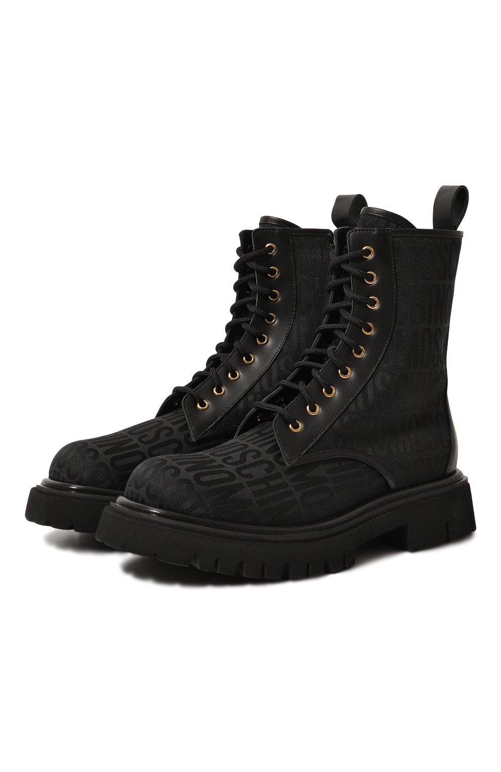 Текстильные ботинки Moschino черного цвета