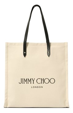 Женский сумка-тоут logo JIMMY CHOO кремвого цвета, арт. LOGOTOTEFFQ | Фото 1 (Сумки-технические: Сумки-шопперы; Материал: Текстиль; Размер: large)