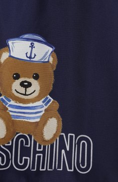 Детские плавки-шорты MOSCHINO синего цвета, арт. HSL010/LKA02/10-14 | Фото 3 (Кросс-КТ: Пляж; Материал внешний: Синтетический материал; Материал сплава: Проставлено; Нос: Не проставлено)