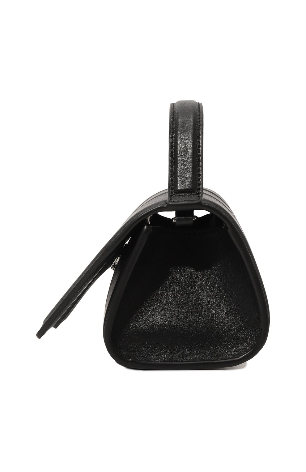 Женская сумка three YUZEFI черного цвета, арт. YUZC0-HB-TH-L000 | Фото 4 (Сумки-технические: Сумки top-handle; Материал: Натуральная кожа; Материал сплава: Проставлено; Размер: mini; Ремень/цепочка: На ремешке; Драгоценные камни: Проставлено)
