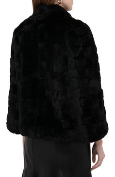 Женская шуба из меха кролика KITON черного цвета, арт. D34581A/5G69 | Фото 4 (Женское Кросс-КТ: Мех; Рукава: Длинные; Стили: Гламурный; Материал внешний: Натуральный мех; Длина (верхняя одежда): Короткие)