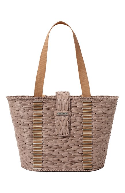 Женский сумка SEYANA серого цвета, арт. СУМКА03 | Фото 1 (Материал: Растительное волокно; Размер: medium; Сумки-технические: Сумки-шопперы)