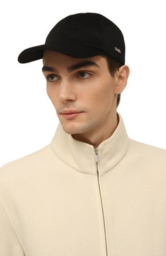 Мужской кашемировая бейсболка ZEGNA COUTURE черного цвета, арт. B4B-E8I09H | Фото 2 (Материал: Текстиль, Кашемир, Шерсть; Материал сплава: Проставлено; Нос: Не проставлено)