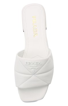 Женские кожаные шлепанцы PRADA белого цвета, арт. 1XX583-038-F0009-B010 | Фото 6 (Каблук высота: Низкий; Подошва: Плоская)