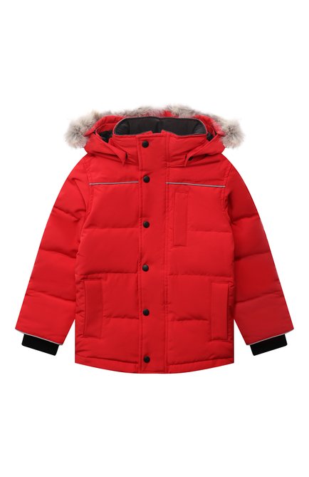 Детского пуховая куртка eakin с меховой отделкой на капюшоне CANADA GOOSE красного цвета по цене 69950 руб., арт. 4597Y | Фото 1