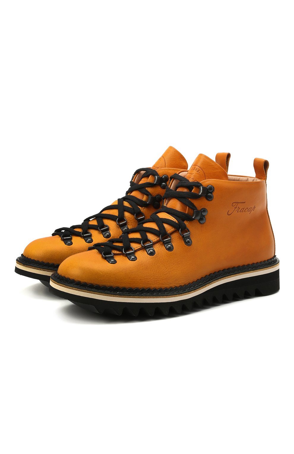 Мужские желтые кожаные ботинки m120 FRACAP купить в интернет-магазине ЦУМ,арт. M120/NEBR./CALFSKIN/RIPPLE/U
