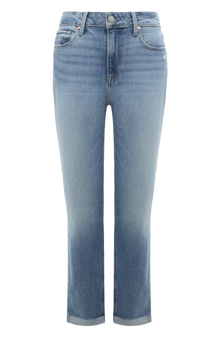 Женские джинсы PAIGE голубого цвета, арт. 8389B61-168 | Фото 1 (Материал внешний: Хлопок; Драгоценные камни: Проставлено; Длина (брюки, джинсы): Укороченные; Материал сплава: Проставлено)