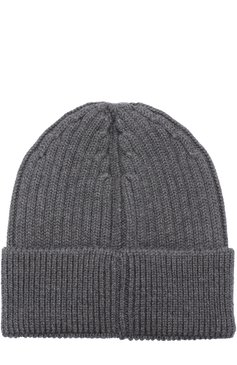 Мужская шерстяная шапка фактурной вязки MONCLER серого цвета, арт. C2-097-00259-00-04761 | Фото 2 (Материал: Текстиль, Шерсть; Региональные ограничения белый список (Axapta Mercury): RU; Кросс-КТ: Трикотаж)