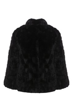 Женская шуба из меха кролика KITON черного цвета, арт. D34581A/5G69 | Фото 1 (Женское Кросс-КТ: Мех; Рукава: Длинные; Стили: Гламурный; Материал внешний: Натуральный мех; Длина (верхняя одежда): Короткие)