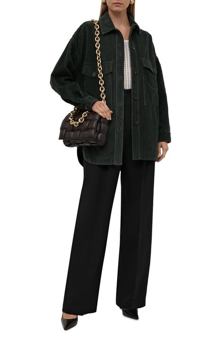 Женская вельветовая куртка GOLDEN GOOSE DELUXE BRAND темно-зеленого цвета, арт. GWP00982.P000518 | Фото 2 (Материал внешний: Хлопок; Длина (верхняя одежда): До середины бедра; Рукава: Длинные; Стили: Спорт-шик, Милитари; Кросс-КТ: Куртка)