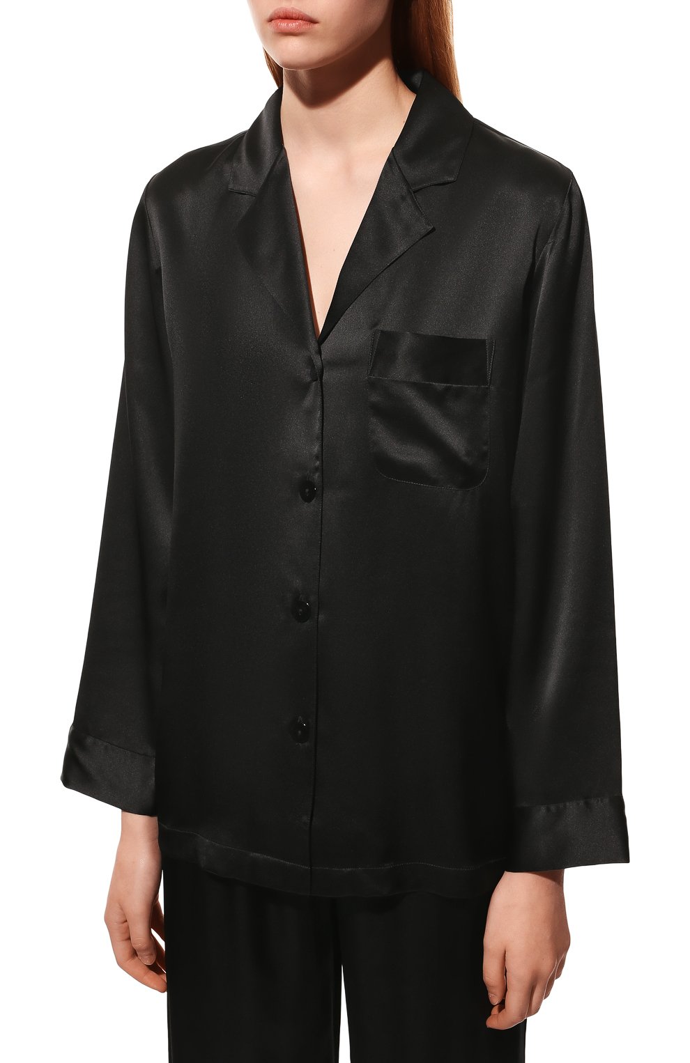 Женская шелковая пижама LUNA DI SETA черного цвета, арт. VLST08007 | Фото 3 (Материал внешний: Шелк)