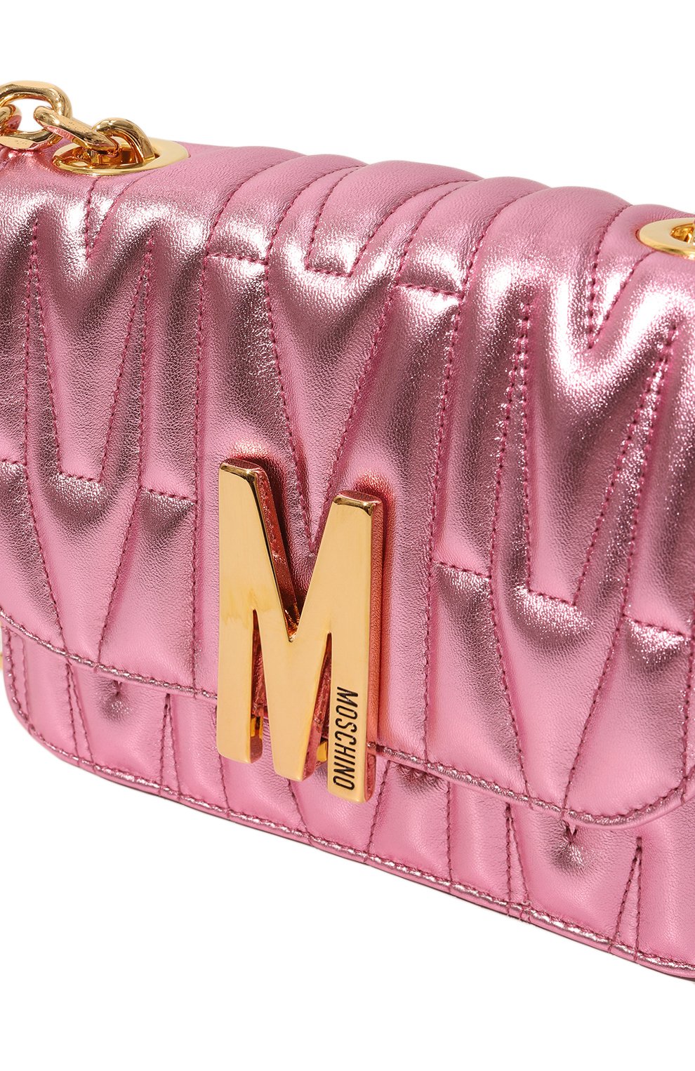 Женская сумка MOSCHINO розового цвета, арт. 2317 A7306/8011 | Фото 3 (Сумки-технические: Сумки через плечо; Материал: Натуральная кожа; Размер: mini; Ремень/цепочка: На ремешке)
