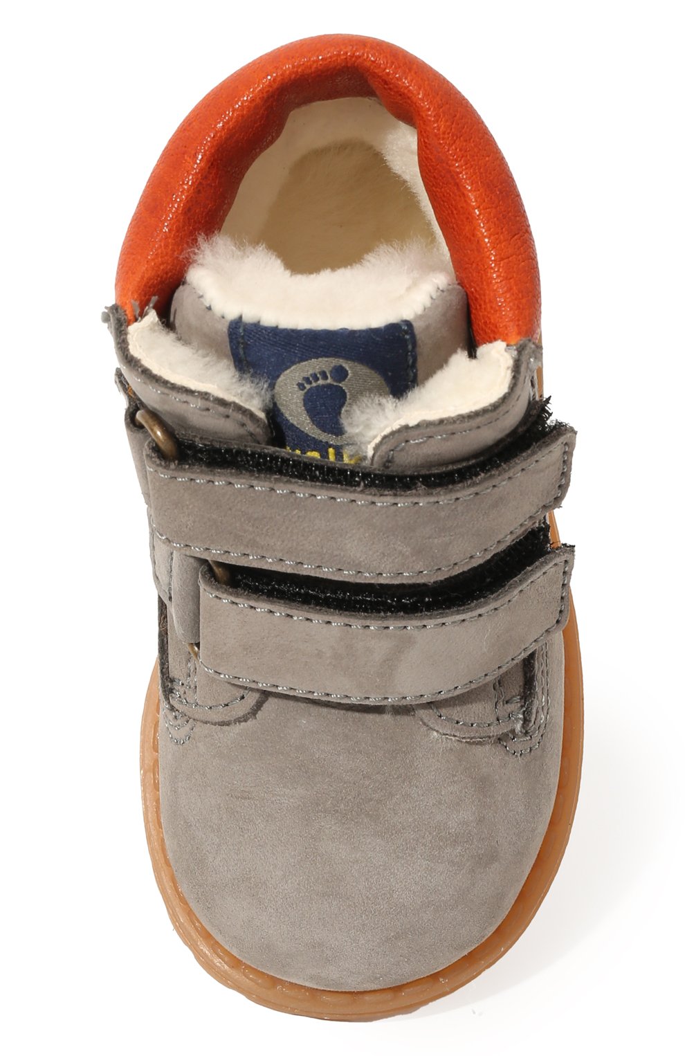 Детские кожаные ботинки WALKEY серого цвета, арт. Y1B4-40015-0415/19-24 | Фото 4 (Материал утеплителя: Натуральный мех; Материал сплава: Проставлено; Нос: Не проставлено)
