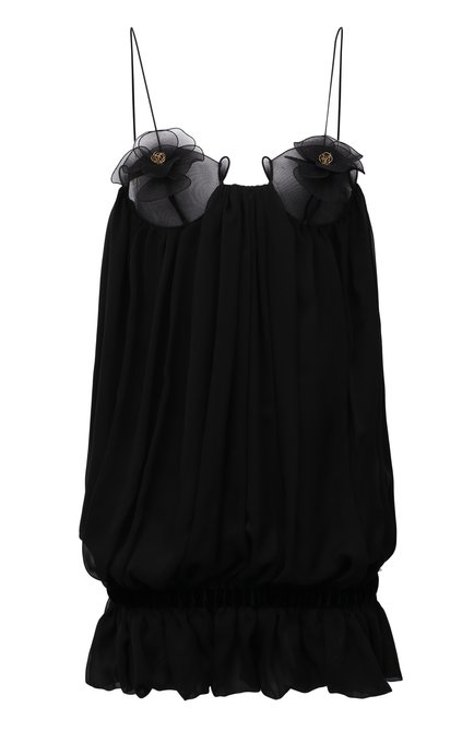 Женское шелковое платье SAINT LAURENT черного цвета по цене 487000 руб., арт. 680249/Y115W | Фото 1