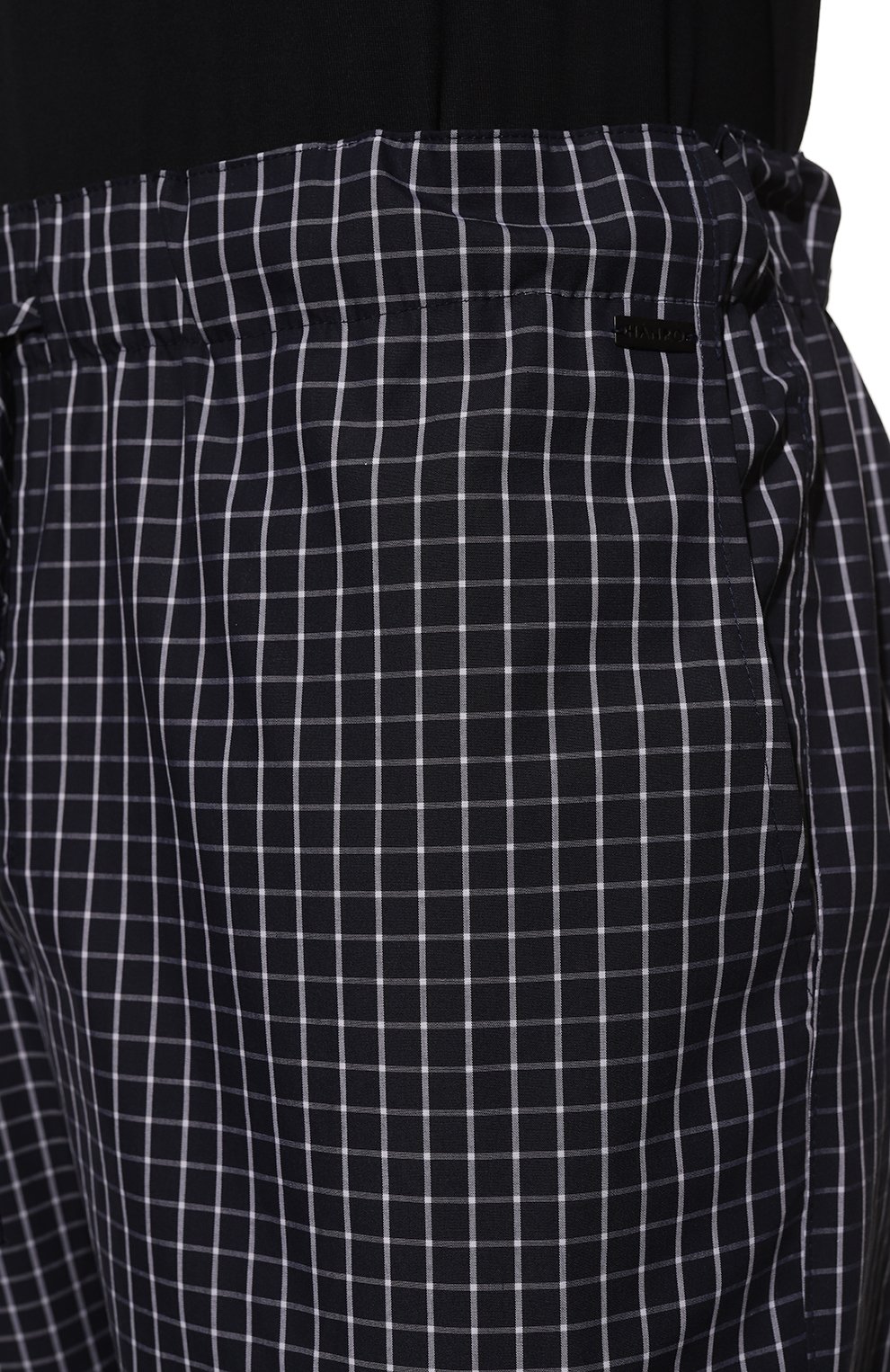 Мужс кие хлопковые домашние брюки HANRO черно-белого цвета, арт. 075436. | Фото 5 (Длина (брюки, джинсы): Стандартные; Кросс-КТ: домашняя одежда; Материал внешний: Хлопок)