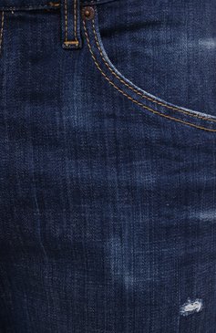 Мужские джинсы DSQUARED2 синего цвета, арт. S74LB0759/S30342 | Фото 5 (Силуэт М (брюки): Прямые; Кросс-КТ: Деним; Длина (брюки, джинсы): Стандартные; Стили: Гранж; Материал внешний: Хлопок, Деним; Детали: Потертости)