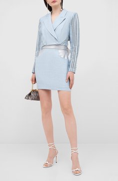Женская юбка ULYANA SERGEENKO голубого цвета, арт. GNC005SS19P (0814т19) | Фото 2 (Длина Ж (юбки, платья, шорты): Мини; Материал внешний: Синтетический материал; Женское Кросс-КТ: Юбка-одежда)