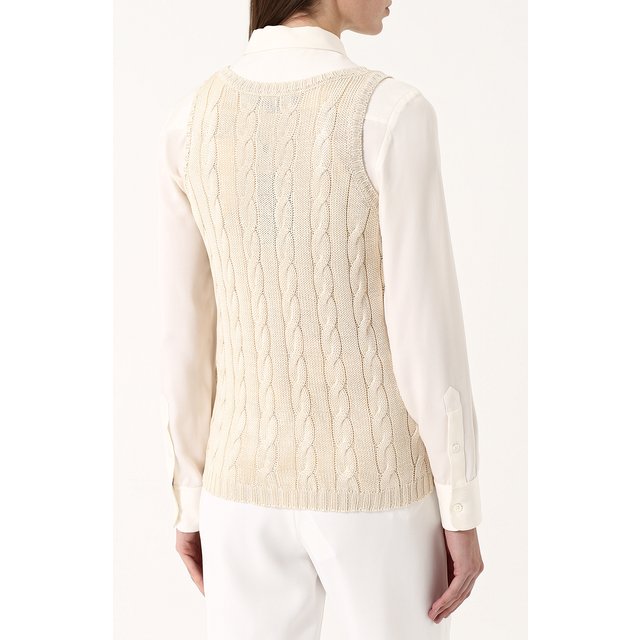 фото Шелковый топ фактурной вязки без рукавов ralph lauren