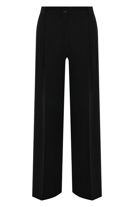 Женские шерстяные брюки DOLCE & GABBANA черного цвета, арт. FTC17T/FUBGB | Фото 1 (Материал сплава: Проставлено; Длина (брюки, джинсы): Стандартные; Материал внешний: Шерсть; Драгоценные камни: Проставлено)