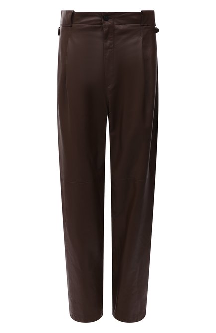 Женские кожаные брюки THE MANNEI коричневого цвета, арт. W21TM_SH0BAK-SH0BAK PANTS | Фото 1 (Материал подклада: Вискоза; Длина (брюки, джинсы): Стандартные; Женское Кросс-КТ: Брюки-одежда; Силуэт Ж (брюки и джинсы): Широкие; Стили: Гламурный; Материал внешний: Натуральная кожа)