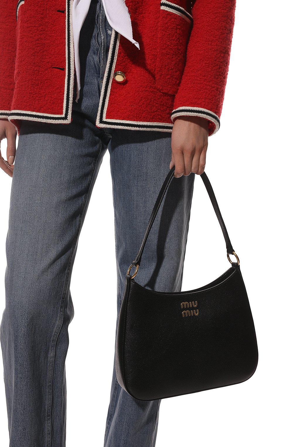 Женская сумка MIU MIU черного цвета, арт. 5BC107-2AJB-F0002-OOO | Фото 3 (Сумки-технические: Сумки top-handle; Размер: medium; Материал: Натуральная кожа)