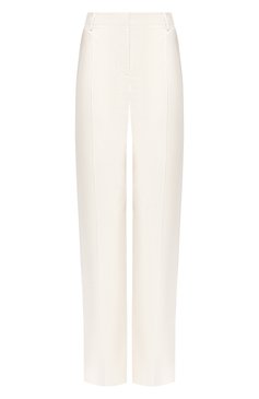 Женские шелковые брюки GIORGIO ARMANI молочного цвета, арт. 9WHPP074/T010Q | Фото 1 (Длина (брюки, джинсы): Удлиненные; Материал внешний: Шелк; Женское Кросс-КТ: Брюки-одежда; Силуэт Ж (брюки и джинсы): Прямые; Случай: Формальный; Статус проверки: Проверена категория)