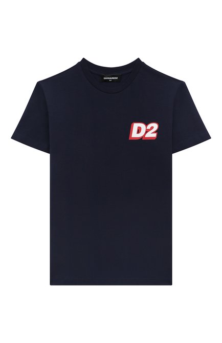 Детская хлопковая футболка DSQUARED2 темно-синего цвета по цене 12750 руб., арт. DQ1811/D008J | Фото 1