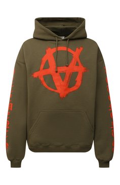 Мужского хлопковое худи VETEMENTS хаки цвета, арт. UE52TR460K 1601/M | Фото 1 (Принт: С принтом; Региональные ограничения белый список (Axapta Mercury): RU; Мужское Кросс-КТ: Худи-одежда; Стили: Спорт-шик)