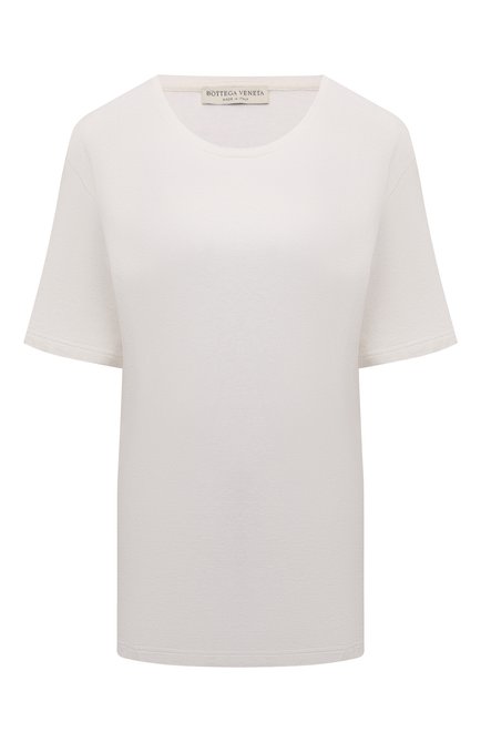 Женская хлопковая футболка BOTTEGA VENETA молочного цвета по цене 31650 руб., арт. 607793/VA8E0 | Фото 1