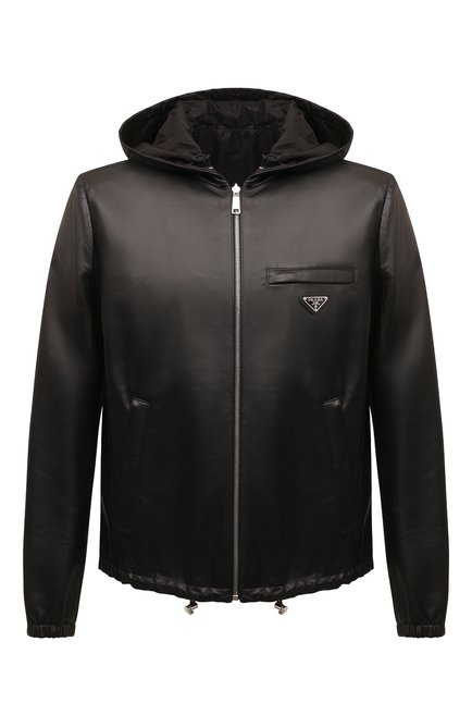 Мужская двусторонняя куртка PRADA черного цвета, арт. UPW281-038-F0002 | Фото 1 (Кросс-КТ: Куртка; Длина (верхняя одежда): Короткие; Мужское Кросс-КТ: Кожа и замша; Стили: Кэжуэл; Материал внешний: Натуральная кожа; Рукава: Длинные)