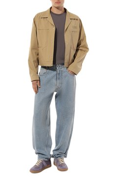 Мужская джинсовая куртка MM6 бежевого цвета, арт. S52AM0254/S52532 | Фото 2 (Кросс-КТ: Куртка, Деним; Рукава: Длинные; Материал сплава: Проставлено; Материал внешний: Хлопок, Деним; Драгоценные камни: Проставлено; Длина (верхняя одежда): Короткие; Стили: Кэжуэл)